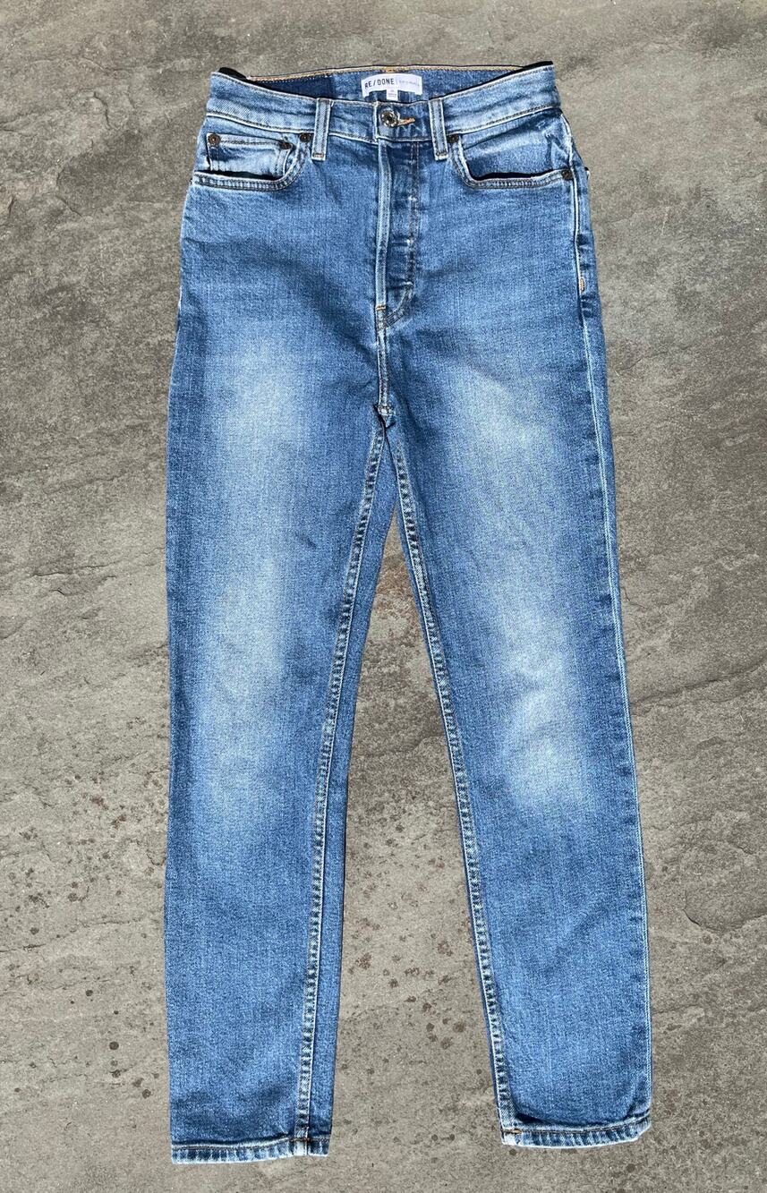 RE/DONE Originals High Rise Skinny Jeans Dusty Blue Size 26 | Fall Transition
